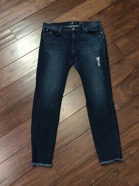 7 For All Mankind Ankle Gwenevere Raw Hem Distressed Jeans SIZE 32